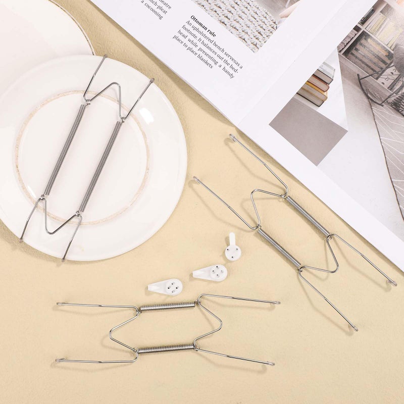 NQEUEPN 3 Pack Plate Hangers for The Wall  6/8/10 Inch Plate Wall Holder Stainless Steel W-Shaped Plate Hooks Vertical Plate Display Wall Mount for Decorative Plates Antique Arts (Silver) - Image 3